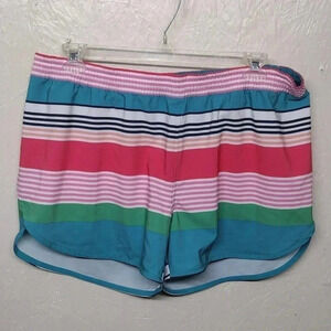 World Wide Sportsman Striped Shorts XL Pink Blue Green Summer Swimming Lake